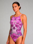 Costume intero donna da allenamento Ibiza 242I - Teschio farfalla