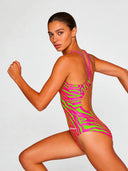 Damski kostium treningowy IBIZA 253IF - Kwasowe paski