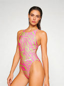 Damski kostium treningowy PINUP 564PF - Kwasowe paski